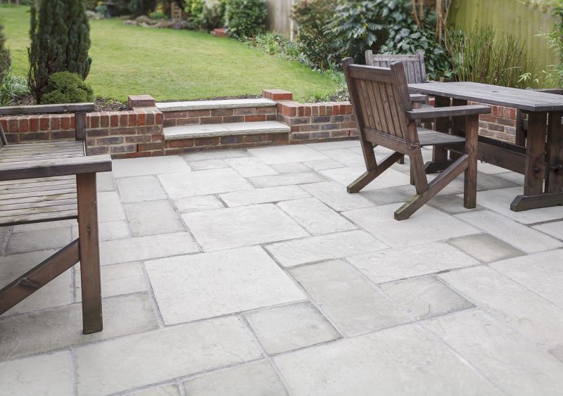 Residential paver patio with seating